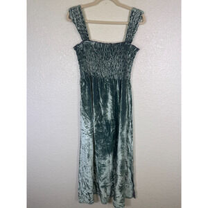 Free People Camille Dress Womens Small Velvet Midi Smocked Romantic Boho NEW